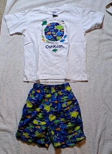 Vintage Oshkosh Swim Trunks & Shirt Set Toddler Youth Size 7 School Fish - Picture 1 of 13