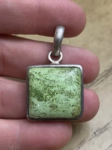 Vintage Sterling Silver 925 Signed SJ Green Stone Statement Pendant - Picture 1 of 2