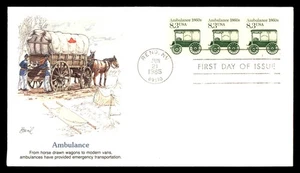 MayfairStamps US FDC 1985 Nevada Strip Ambulance 1860s Fleetwood First Day Cover - Picture 1 of 2
