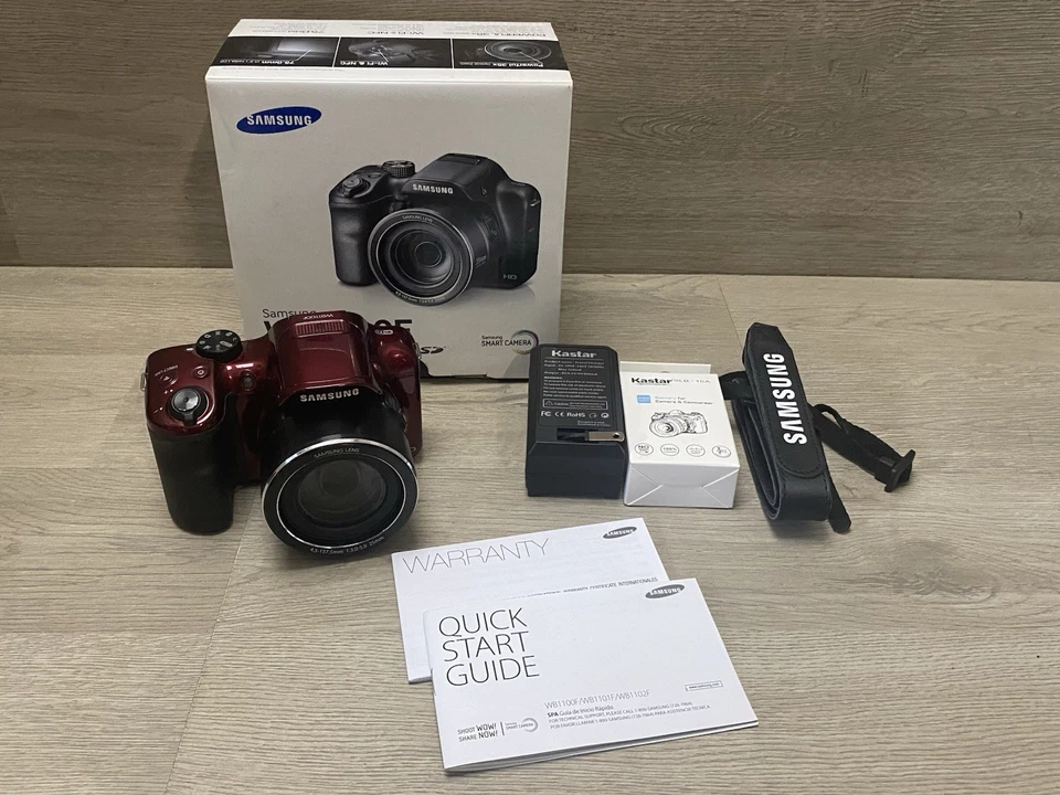Цифровая камера Samsung серии WB WB1100F 16,2 Мп Wi-Fi и NFC 35-кратный оптический зум красная - Изображение 1 из 4