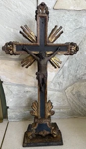 🔥🔥18th Century French Carved And Gilt Wood Crucifix 26” - Picture 1 of 3