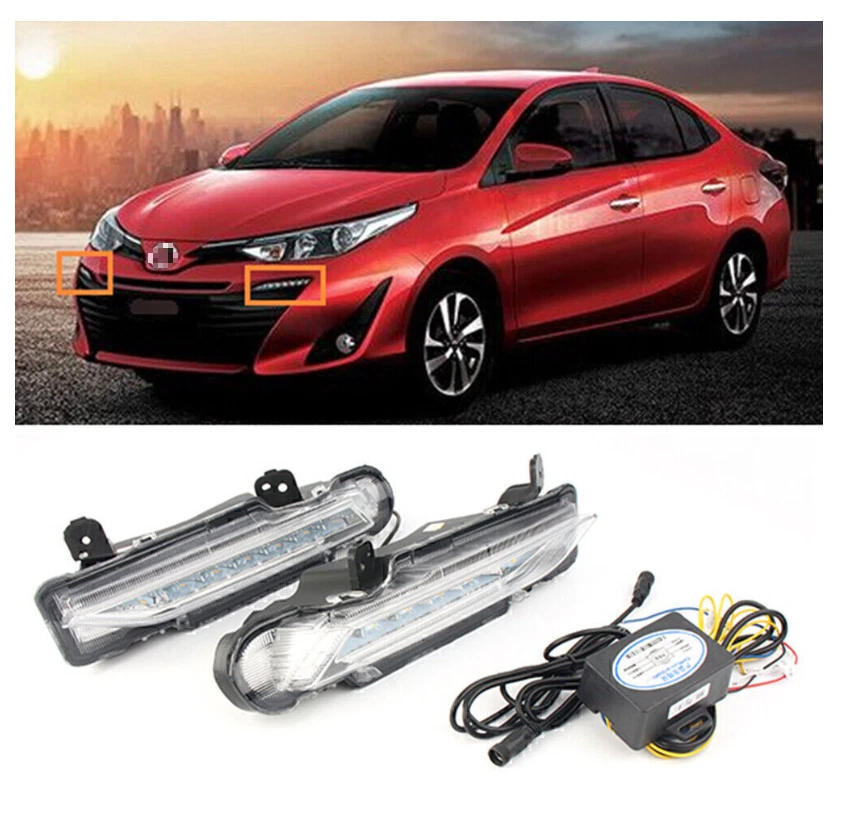 Luz LED de conducción diurna doble color 2 piezas para Toyota Yaris 2017-18 Drl Foto 1 de 4