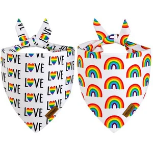 Rainbow Dog Bandanas - 2 Pack Reversible LGBT LGBT+ Pet Scarf for Boy and Gir... - Picture 1 of 6