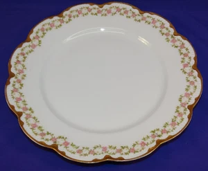 ANTIQUE HAVILAND LIMOGES 9 5/8" PLATE STAR BLANK W/ PINK FLOWERS HEAVY GOLD TRIM - Picture 1 of 5