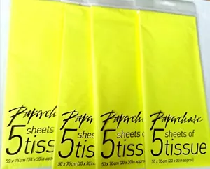 20 x BLÄTTER NEONGELB TÜCHERPAPIER (4er-Packungen à 5) UVP £6 Geschenkverpackung - Bild 1 von 1