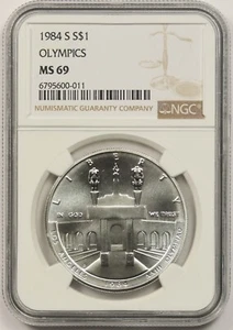 1984-S Olympics $1 NGC PF 69 Ultra Cameo Modern Commemorative Silver Dollar - Picture 1 of 4