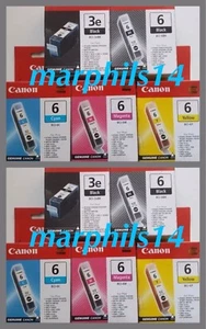 2 sets BCI-3e Black & BCI-6 Black, Cyan, Yellow Magenta Genuine CANON Cartridges - Picture 1 of 5