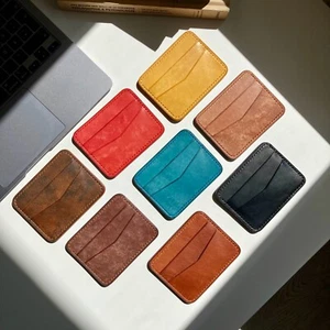 Leder ID Kartenetui Portemonnaie Geldbörse wallet Kartenhalter Super Slim Etui - Picture 1 of 27