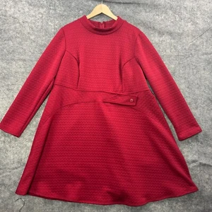 Modcloth Dress Womens Plus 3X Red Long Sleeve Stretch USA Mod Mock Neck NWOT - Picture 1 of 9