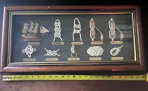 Vintage Matrosen nautische Knoten Lexington Schattenkasten gerahmte Wandkunst 23” x 11” - Bild 1 von 3