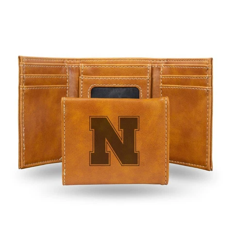 Nebraska Cornhuskers Laser Engraved Leather Trifold Wallet [NEW] Billfold ID Cover