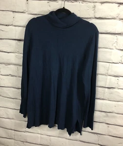 Soft Surroundings Damen Größe Medium türkisblau Langarmshirt mit Stehkragen - Bild 1 von 7