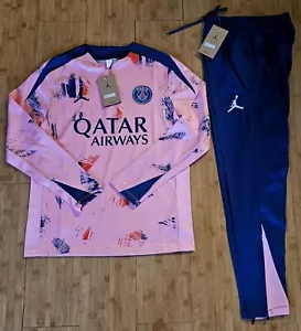 24/25 Paris Psg Training Pink Half-Zip Tracksuit Long Sleeve Kids Size New - Picture 1 of 10