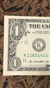 MÚLTIPLES ERRORES 2013 UNO (1) ✯ NOTA ESTRELLA BILLETE DE $1 dólar CU/UNC de paquete ""K"" BEP - Imagen 1 de 10