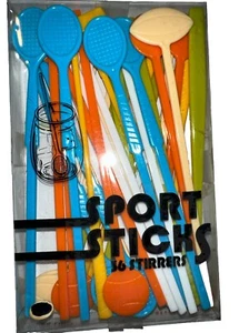 Sports Sticks 36 Stirrers New Sealed Colorful See Pictures Bar Collector Gift - Picture 1 of 4