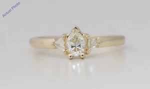 14k Gelbgold Birne Diamant 3 Steine Marquise Dreieck Ring (0,62 ct H-i Vs) - Bild 1 von 4