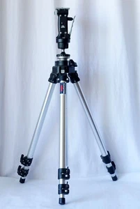 Bogen by Manfrotto 3021 Tripod Legs 3-Section Chrome 26-71" with 3265 Head - Picture 1 of 11