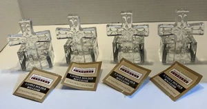 Luminessence Cross Votive Candle Holder Clear Glass NWT Set Of 4 - Picture 1 of 10