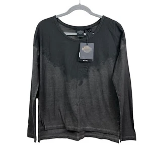 Harley Davidson Womens T Shirt Slim Fit Crew Neck Hi Low Hem Black Grey Sz S - Picture 1 of 5