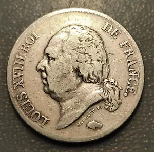 FRANCE FRANCE LOUIS XVIII 5 FRANCS 5 FRANCS 1823 W LILLE BC+/MBC- - Picture 1 of 2