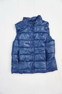 CONVERSE ONE STAR WOMEN L USED SHINY BLUE PUFFER VEST/JACKET - Picture 1 of 4