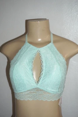 NUEVO CON ETIQUETAS BRALETTE HOLLISTER MUJER GILLY HICKS ENCAJE VERDE MENTA OJO DE CERRADURA CUELLO ALTO M Foto 1 de 4