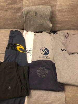 8 Tee Shirts Lot Henley Volcom Original Penguin Brixton Ripcurl Rvca - Image 1 of 4