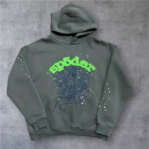 Sp5der Spider Worldwide Wait Web Slate Gray Pullover Hoodie Men's Size Large - Picture 1 of 9