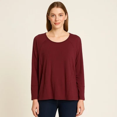 Top de mujer Forgotten Grace pequeño rojo manga larga costura expuesta ajuste relajado nuevo sin etiquetas Foto 1 de 4