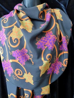 Bufanda de seda vintage Zazou Luxe grande crepé de chino púrpura vid 21x65" de largo Foto 1 de 4