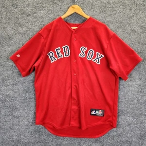 Boston Red Sox Jersey Mens XL Red MLB Baseball Dustin Pedroia 15 Button Front - Picture 1 of 16