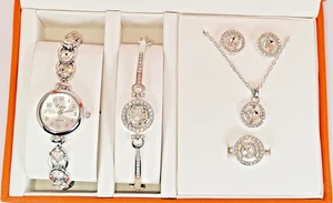 Juego de regalo de reloj para mujer con joyas 5 piezas pulsera pendientes collar anillo - Imagen 1 de 27