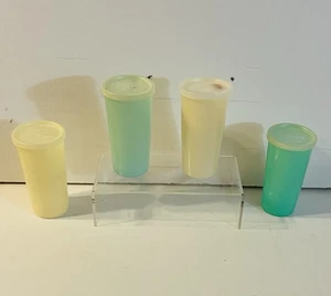 Lot Of 4 Vintage Pastel Tupperware 8 Oz Tumblers Glasses 116 With Lids 295 - Picture 1 of 8