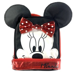 Disney Minnie Mouse con Orecchie e Fiocco Rosso Doppio Scomparto Borsa Pranzo Isolata - Foto 1 di 11