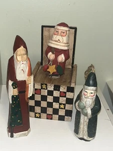 Belsnickle Santa Claus Azul Craquelado Brillo Adorno Estatuilla Medio Oeste + Más - Imagen 1 de 4