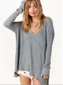 Free People Sunset Park Drippy "Distressed" Long Sleeve Thermal - Medium - Picture 1 of 6