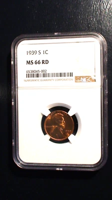 1939 S Lincoln Wheat Cent NGC MS66 RED GEM UNCIRCULATED 1C Coin PRICED TO SELL! - Image 1 of 4