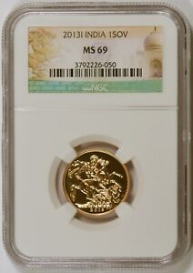 2013 India Sovereign Gold Coin with Queen Elizabeth II Graded MS69 by NGC