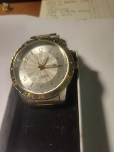 Orologio Uomo Eclipse Con Data Cinturino Bicolore Nuove Batterie - Foto 1 di 3
