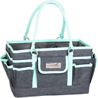 Deluxe Store and Tote, Heather Grey & Teal - Caddy for Art, Craft, Sewing & Scra