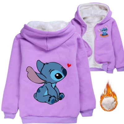 Chaqueta de algodón con cremallera Stitch para niños de 5 a 12 años Abrigo de terciopelo coral de algodón puro Foto 1 de 4