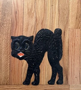Vintage Halloween Cat - Embossed Die Cut Cardboard  11" Original Germany 30's - Picture 1 of 9