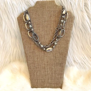 Premier Designs Modernist Necklace Silver Tone Chunky Y2K Mesh Grunge 13607 - Picture 1 of 8