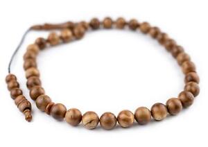 Brown Round Wooden Arabian Prayer Beads 10mm Middle East 12 Inch Strand