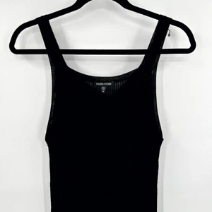 Eileen Fisher Tank Dress Women's Medium Black Stretch Pleated Sleeveless V Neck - Picture 1 of 10