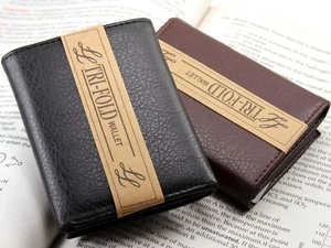 New Mens Trifold Grain Leather Wallet Billfold Credit Card Window ID Holder Case - Picture 1 of 11