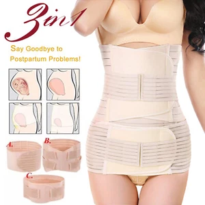 3 in 1 Postpartum Belly Girdle Support Recovery Waist Pelvis Belt Body Shaper - Picture 1 of 24