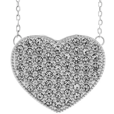 Collar Corazón Chapado en Oro Blanco 18K Matashi con Cristales - Cadena 16" Regalo Foto 1 de 4