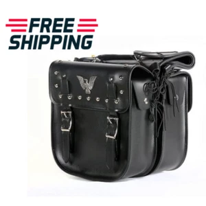 PVC Motorcycle Saddlebag W/ Heavy Duty Velcro Cover For All Types of Motorcycles - Picture 1 of 9