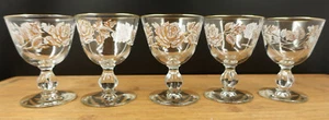 5 Vintage Libbey Gold und weiße Rose Likör Gläser mit Goldrand 4" - Bild 1 von 11
